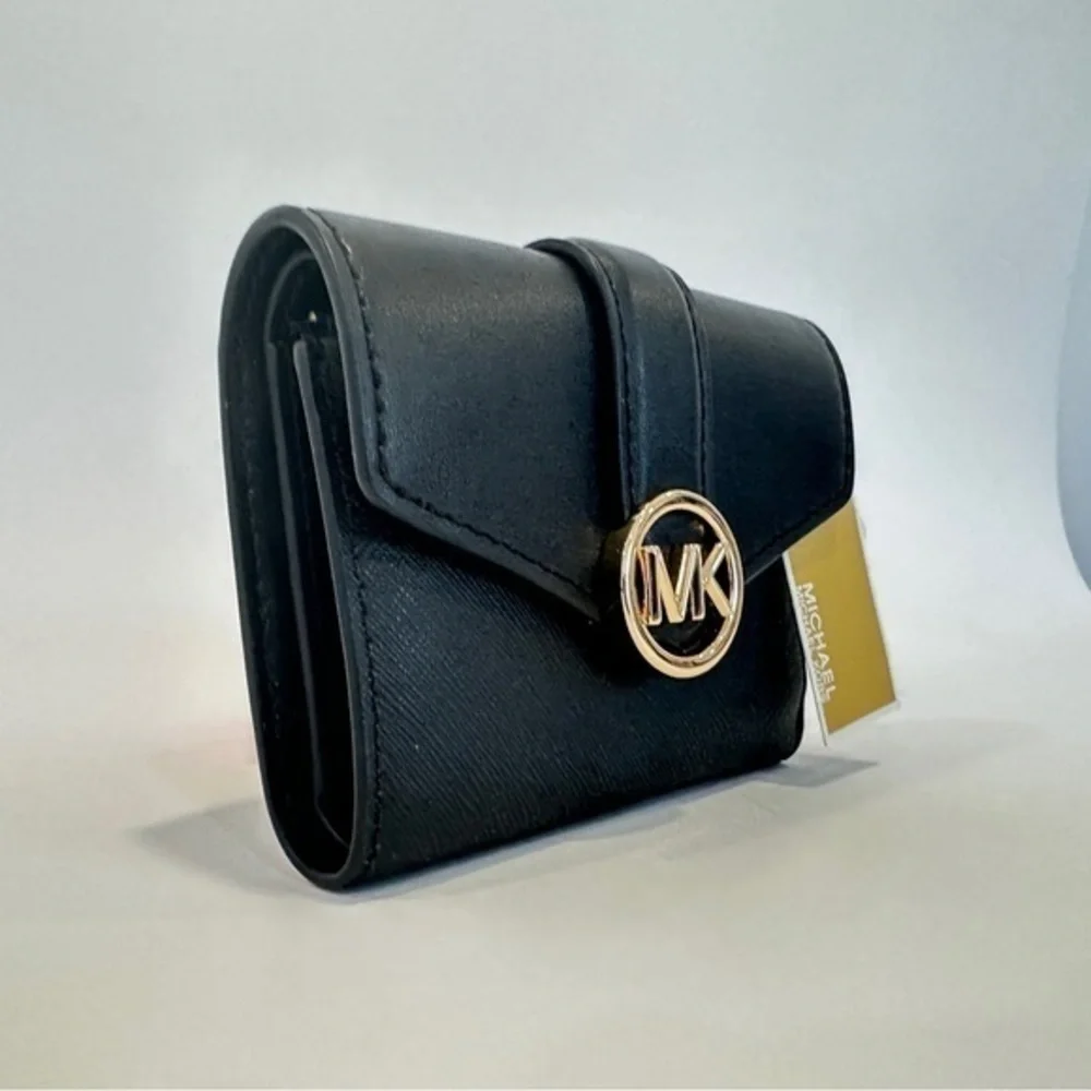Michael Kors Carmen Medium Flap Bifold Wallet in Black